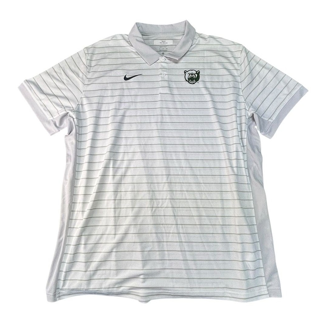 Nike Men's 2XL Baylor Bears Polo Shirt White Striped Short Sleeve